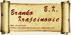 Branko Krajčinović vizit kartica